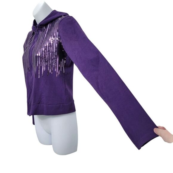 2/$20 Urban Behavior Shinny Purple Zipper Up Hoodie Jacket Size: Large - Picture 5 of 12